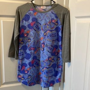 Lularoe Mickey and Minnie 3/4 length top